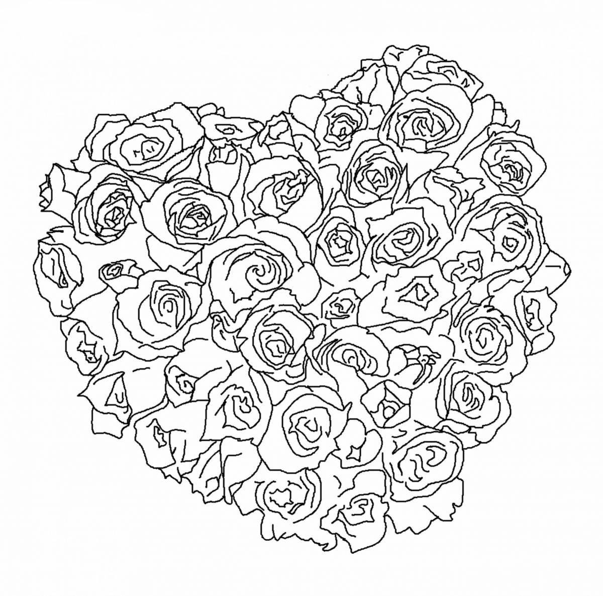 Coloring elegant bouquet of roses