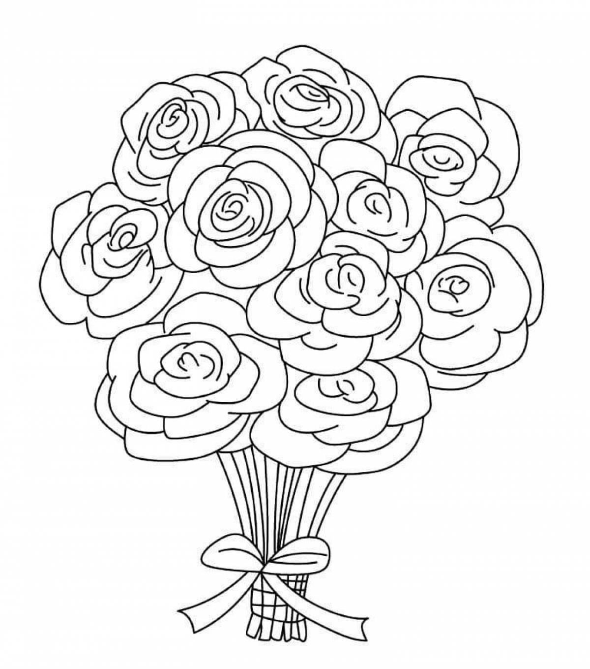 Coloring page graceful bouquet of roses