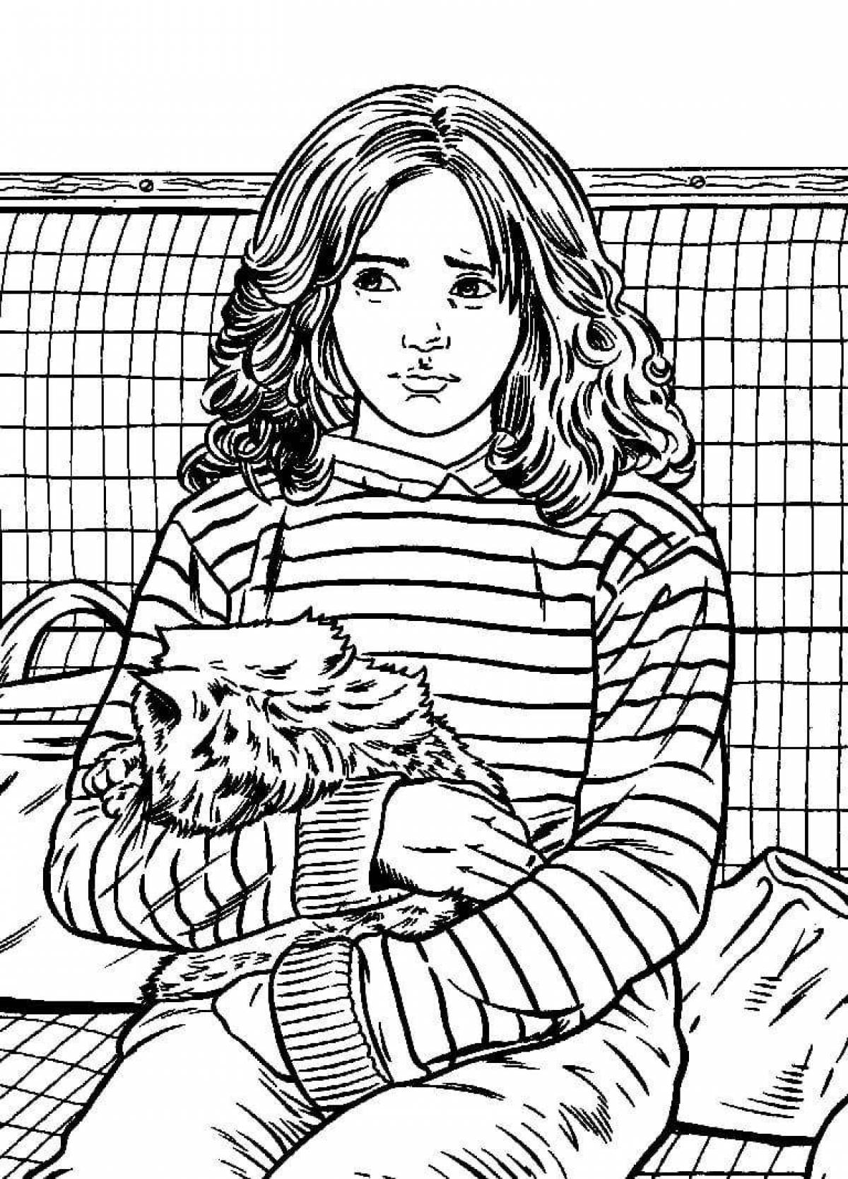 Hermione granger's adorable coloring page