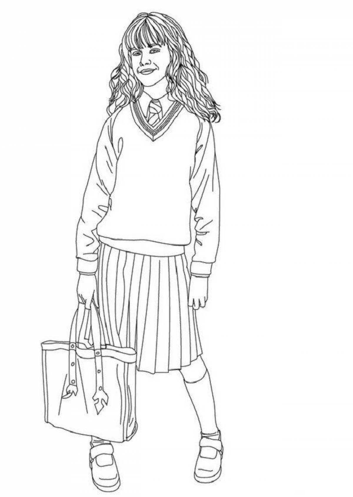 Colorful hermione granger coloring page