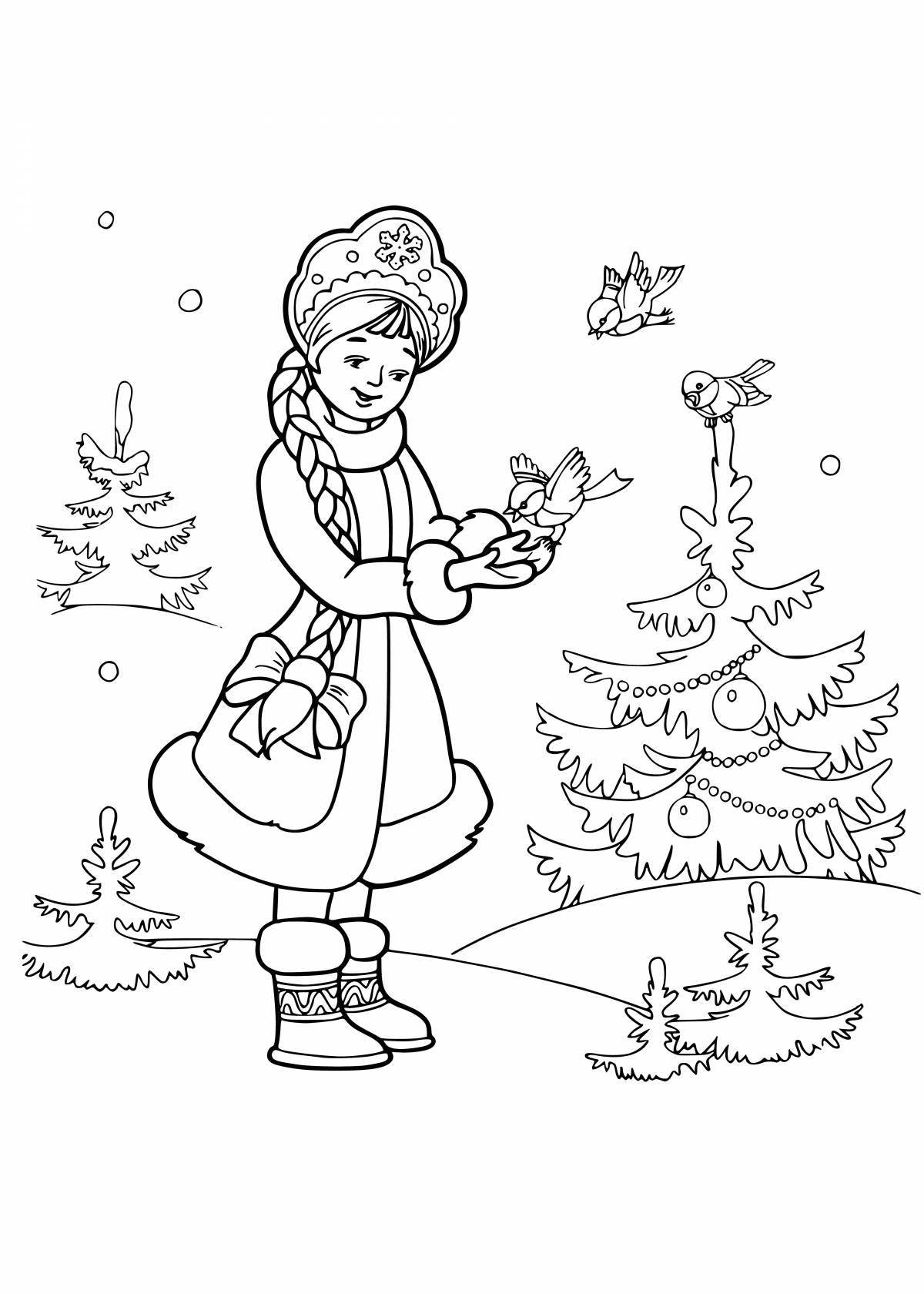 Coloring page glorious snow maiden