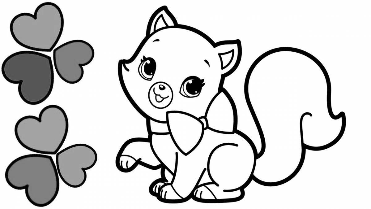 Loving cat and dog coloring page