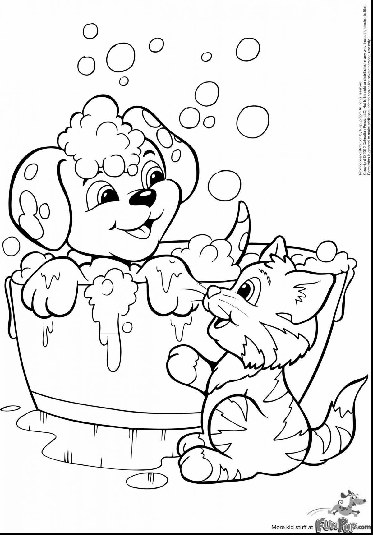 Bubble cat and dog coloring book