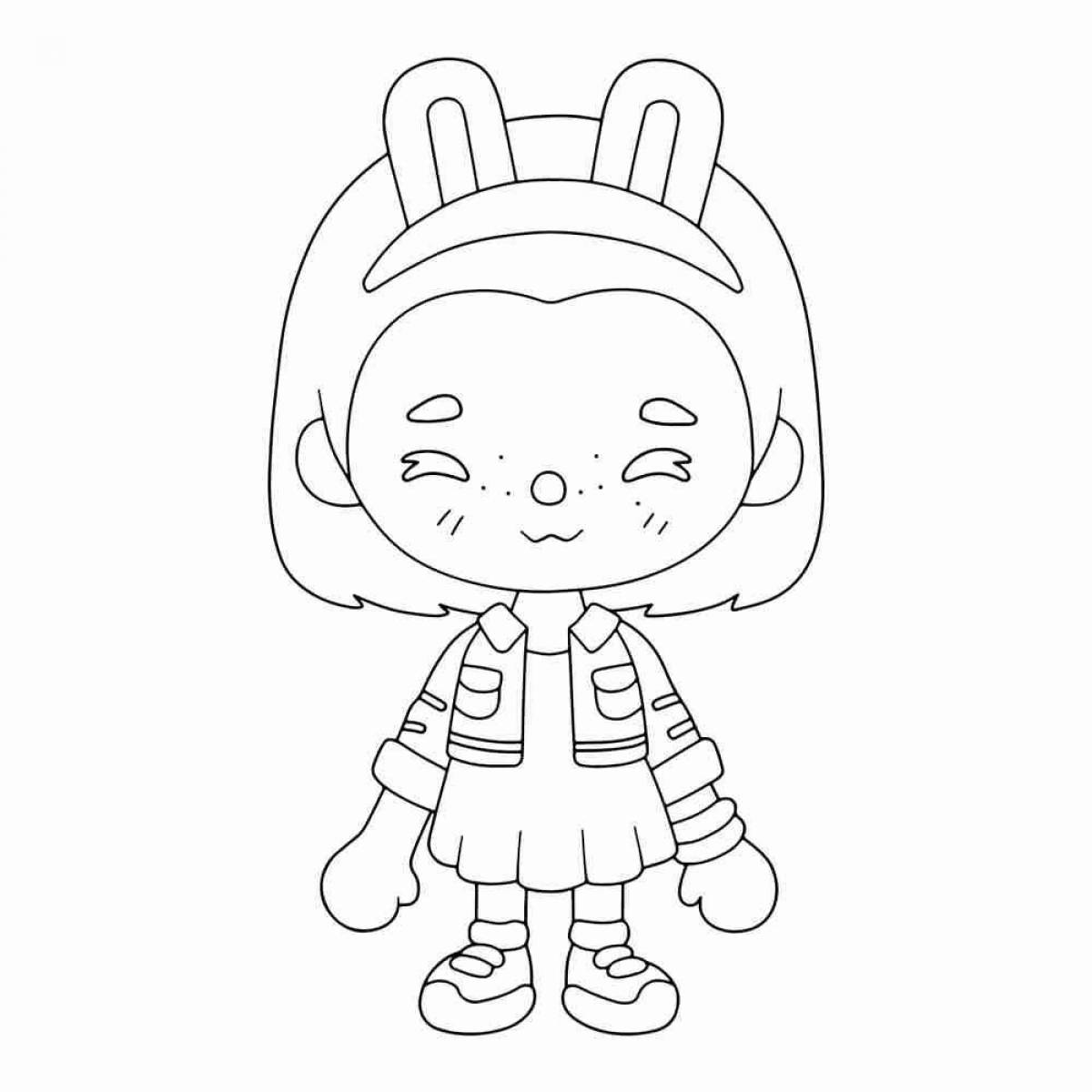 Playful hair coloring page current side