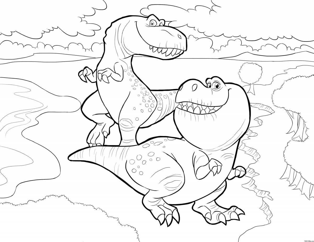 Креативная раскраска тарбозавр для детей