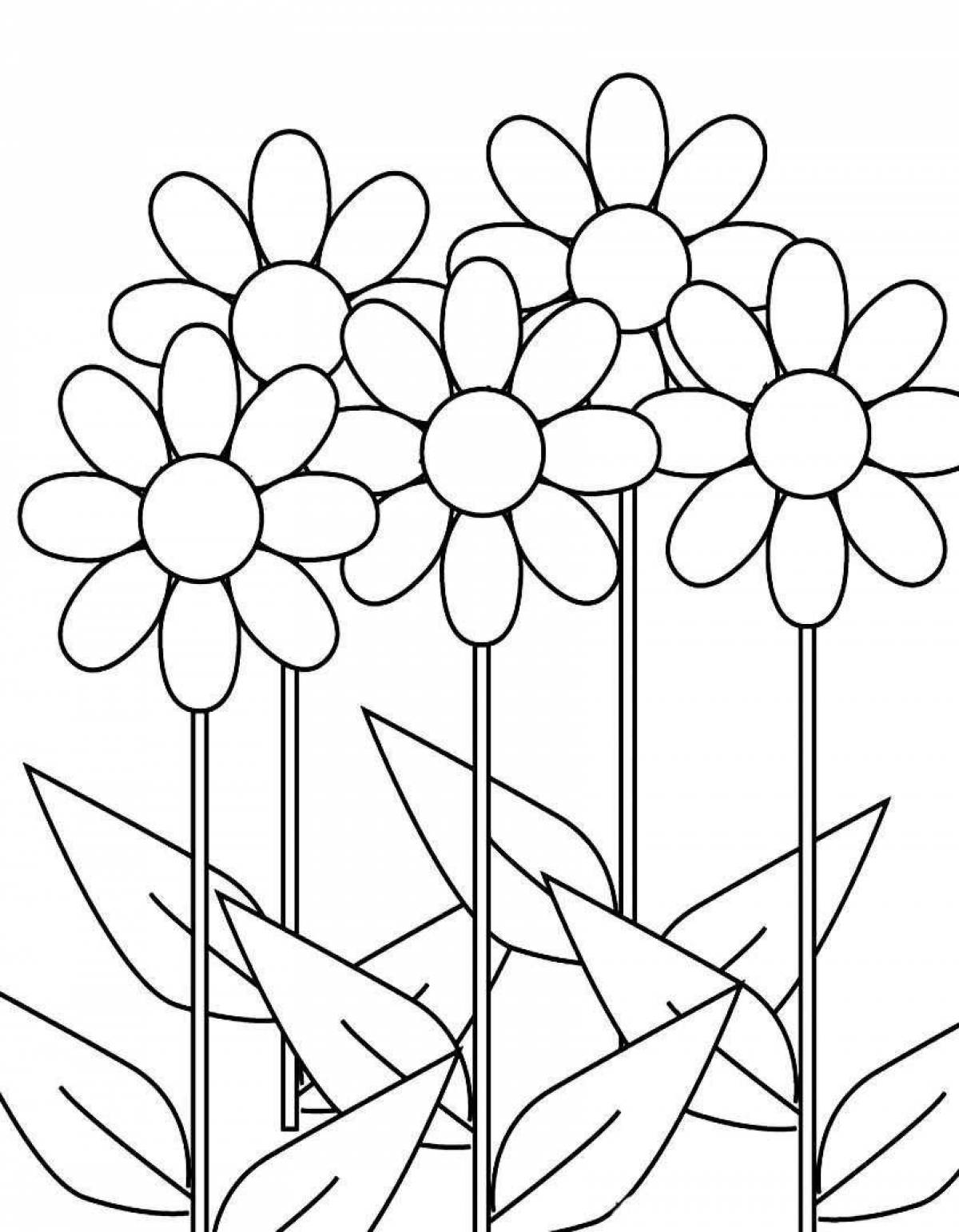 Fun coloring flower picture for kids