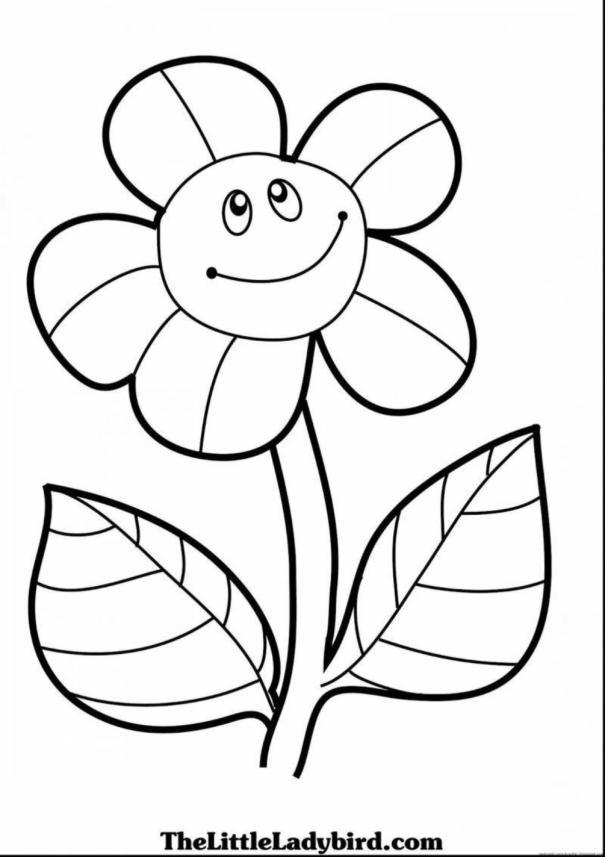 Playful coloring flower picture for kids
