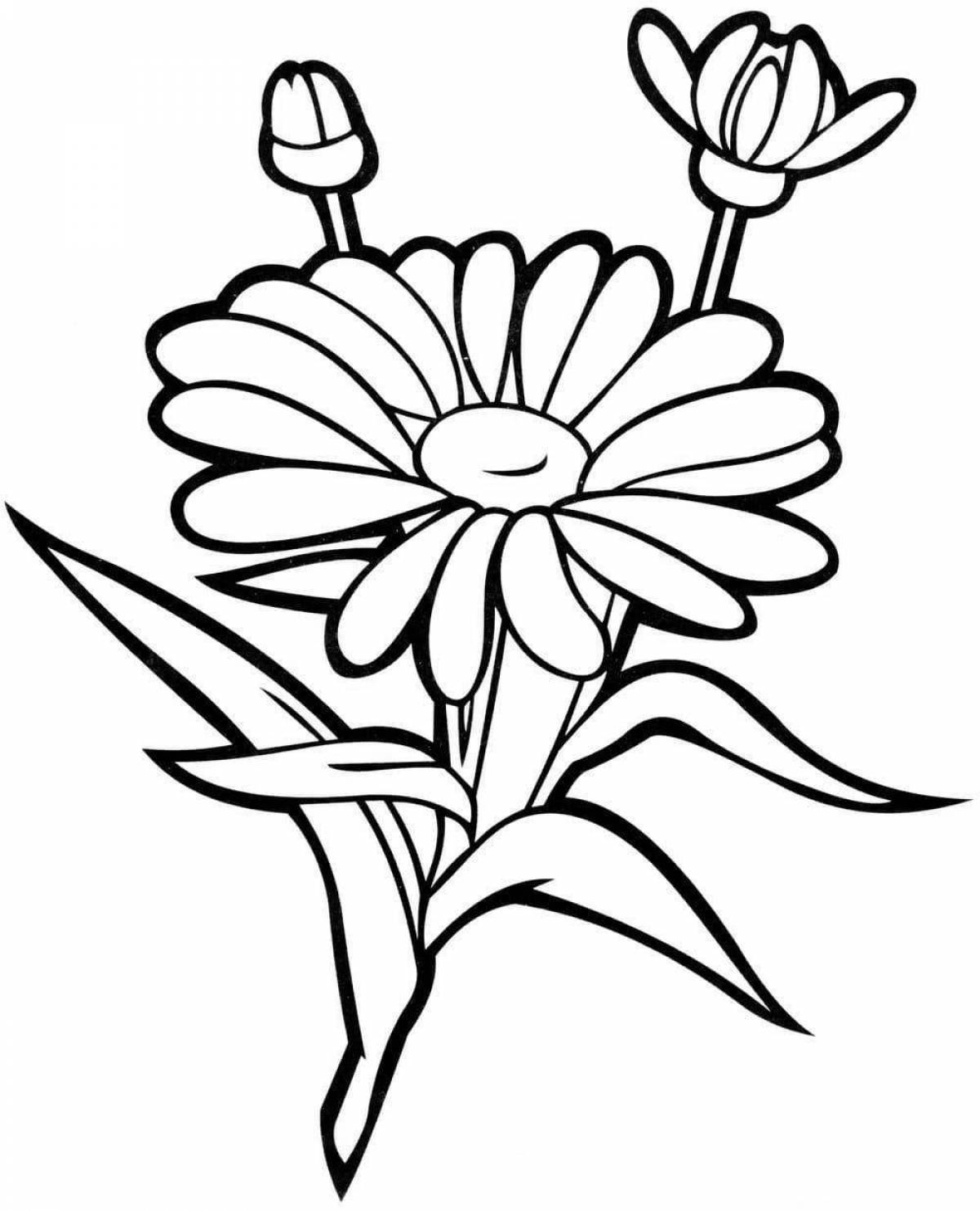 Exciting coloring flower picture for kids