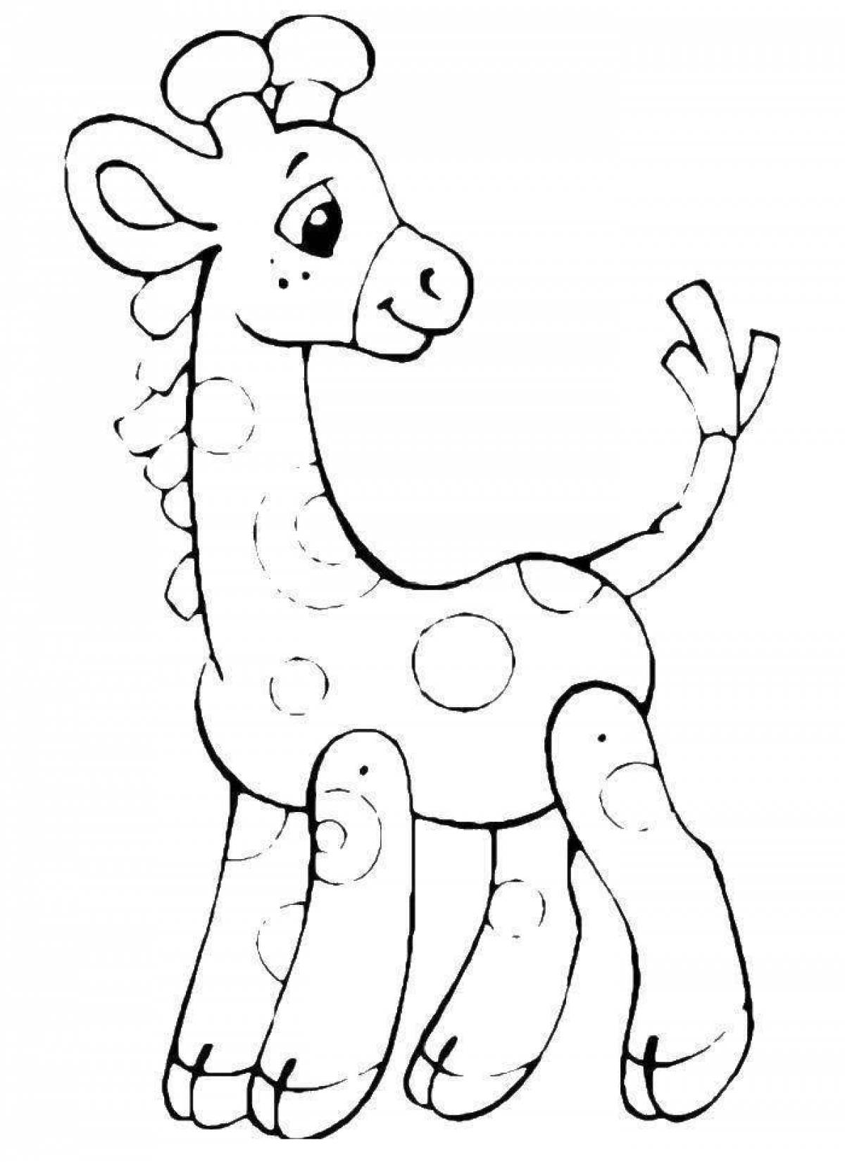 Joyful giraffe coloring for children 3-4 years old