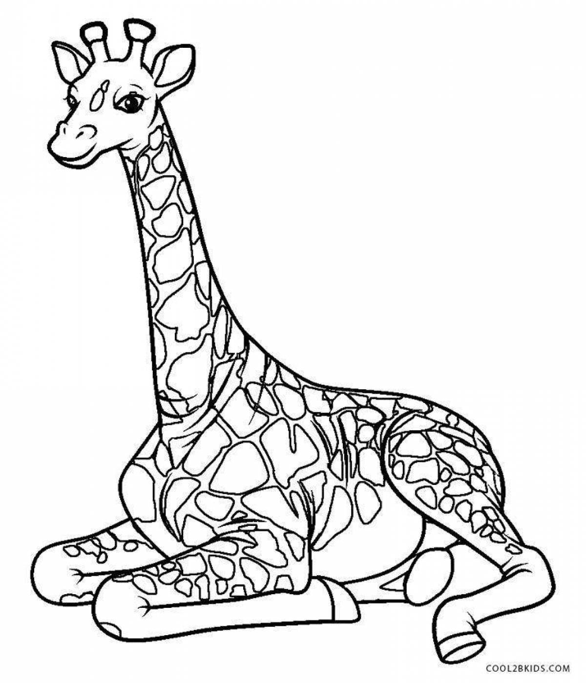 Раскраска очаровательный жираф для детей 3-4 лет