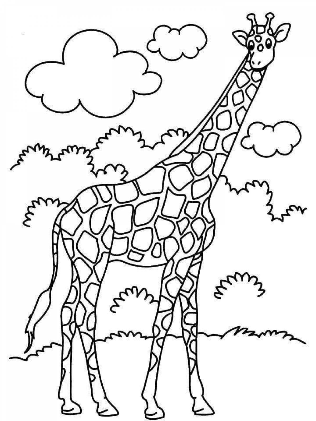 Выдающаяся раскраска жирафа для детей 3-4 лет