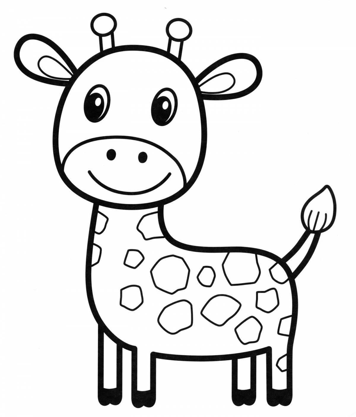 Coloring page dazzling giraffe for children 3-4 years old