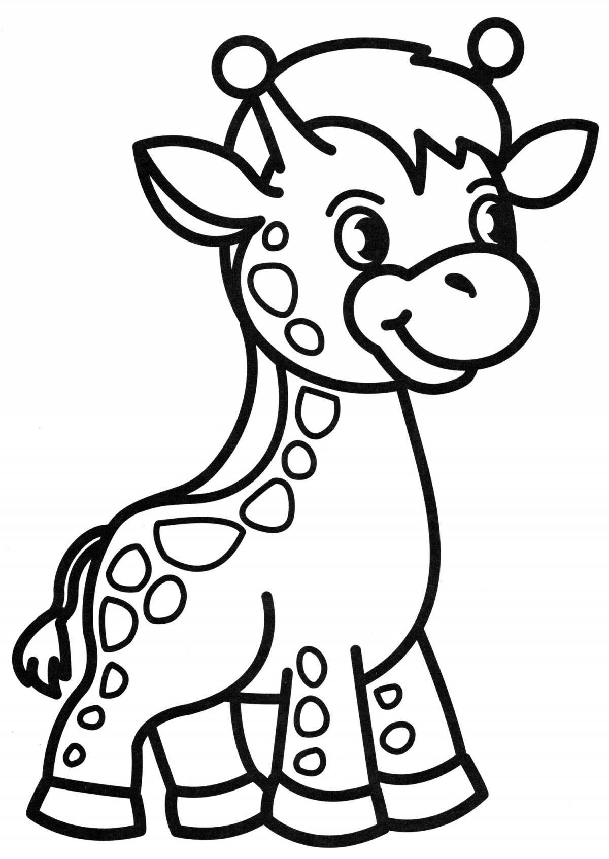 Яркая раскраска жираф для детей 3-4 лет