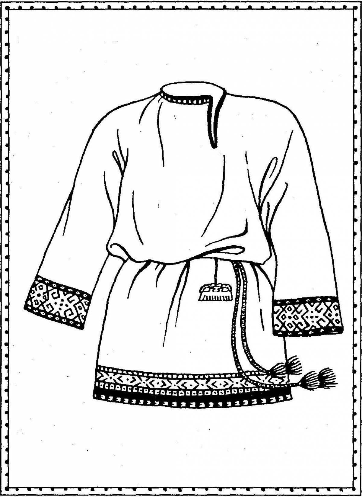 Coloring book radiant male Russian folk costume