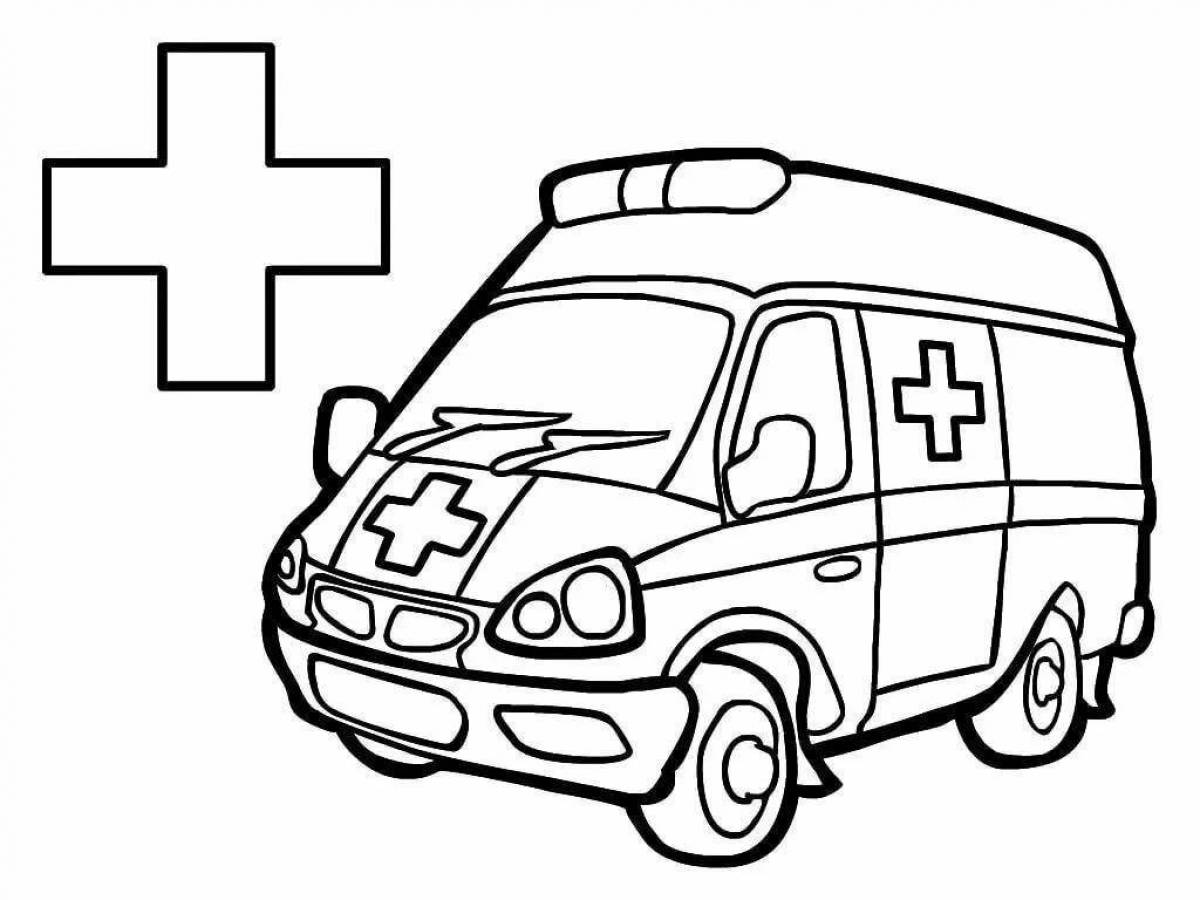 Joyful ambulance coloring book for kids