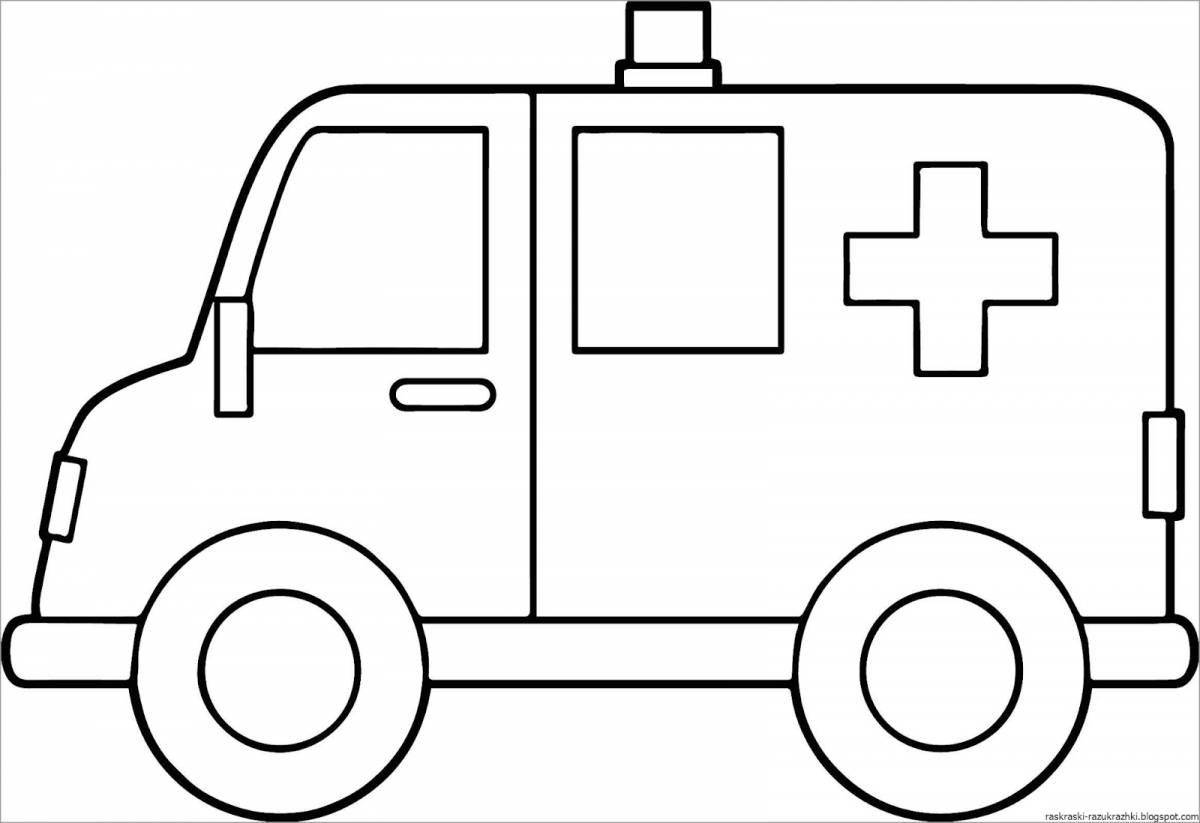 Привлекательная машина скорой помощи раскраски для pre-k