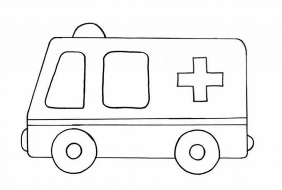 Очаровательная машина скорой помощи, раскраска для малышей