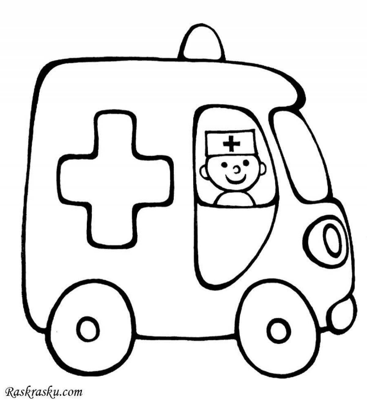 Раскраска «великолепная машина скорой помощи» для pre-k
