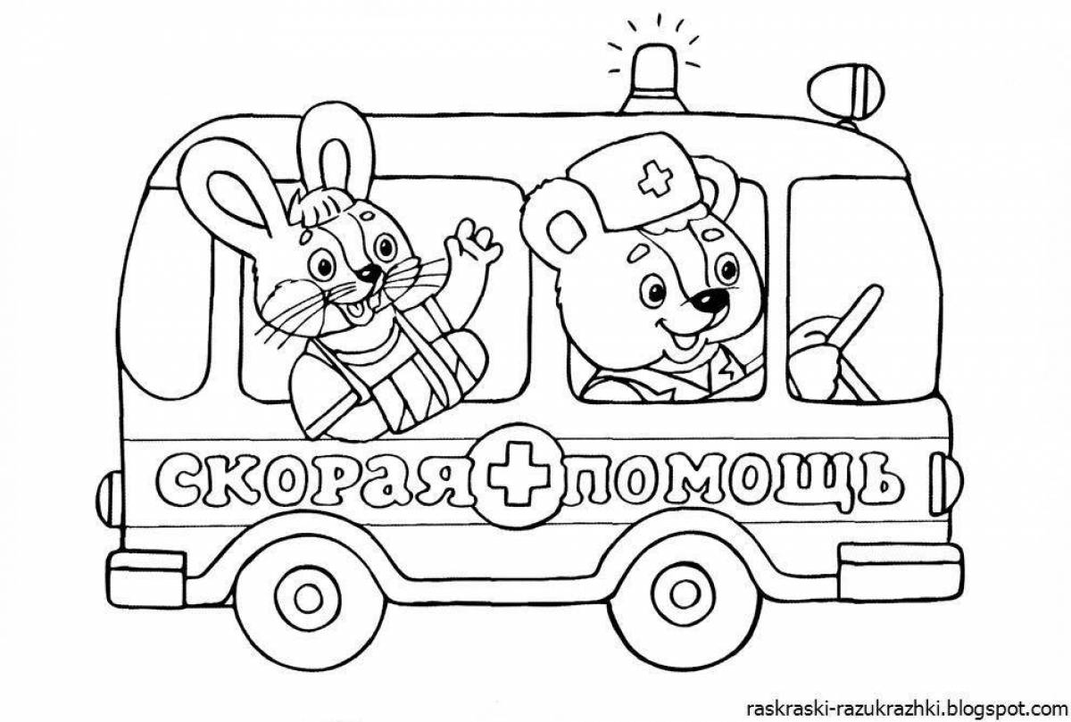 Great ambulance coloring page for kids