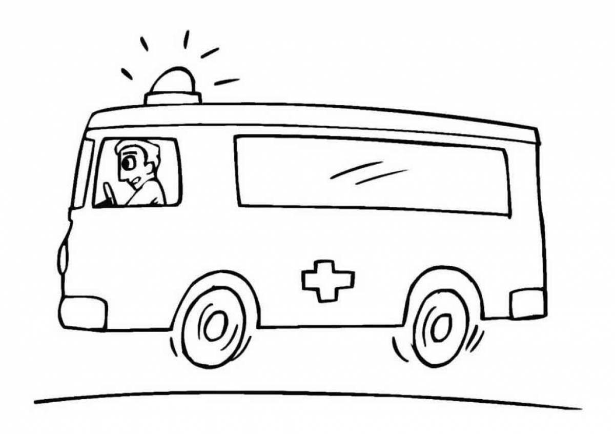 Coloring page incredible ambulance for pre-k