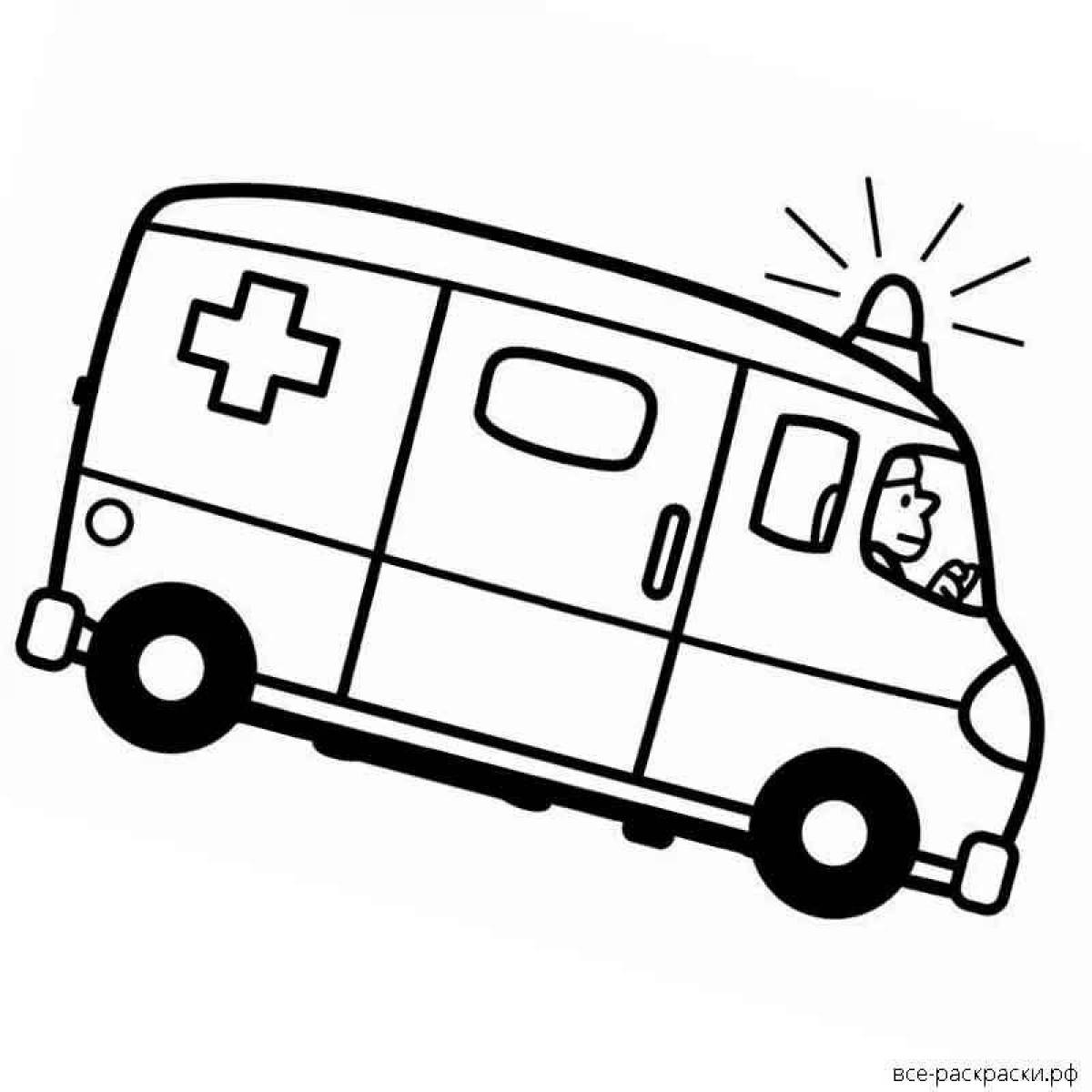 Perfect ambulance coloring book for kids