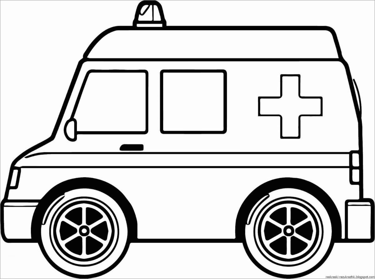 Раскраска «идеальная машина скорой помощи» для дошкольников