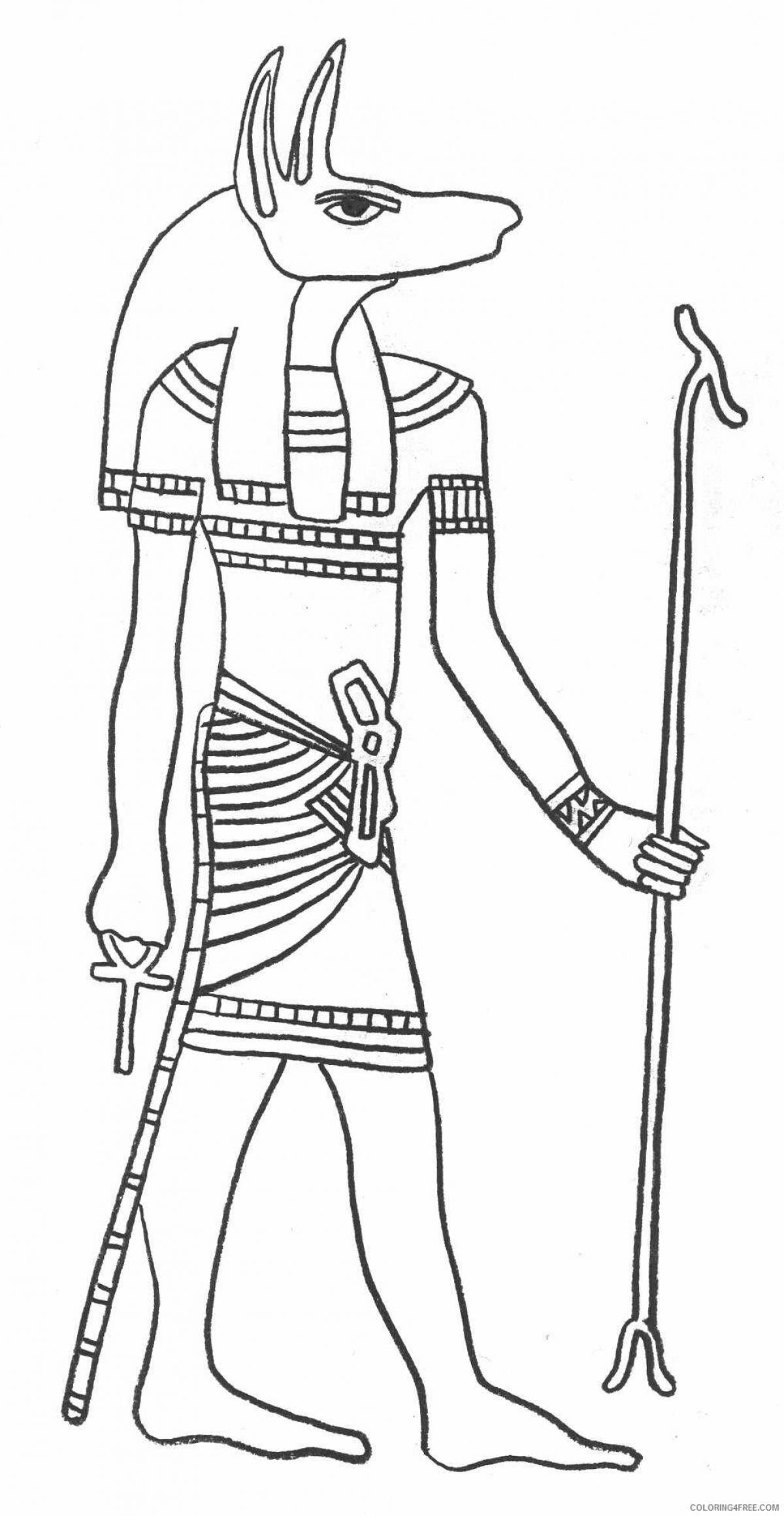 Exotic pharaoh coloring page