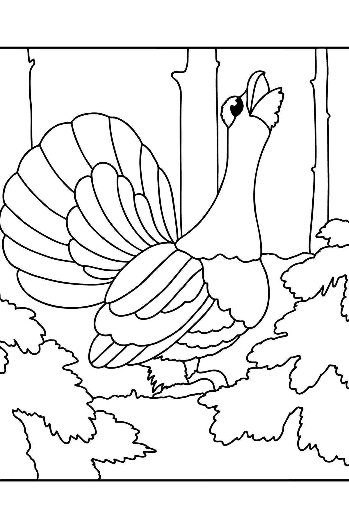 Coloring book shining capercaillie