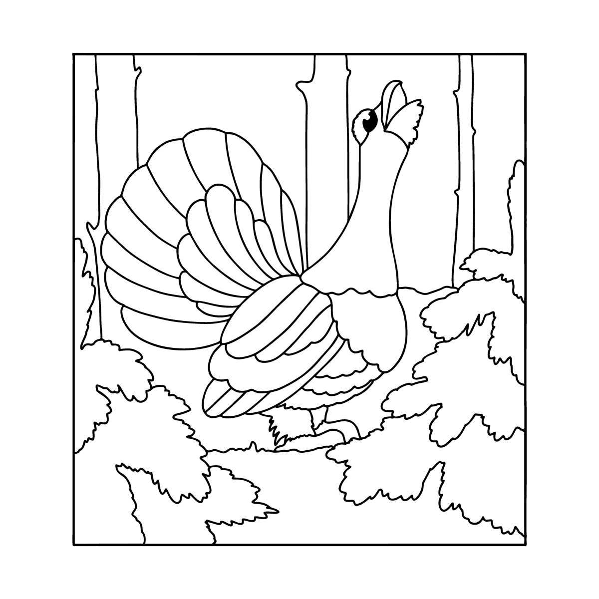 Glitter capercaillie coloring page