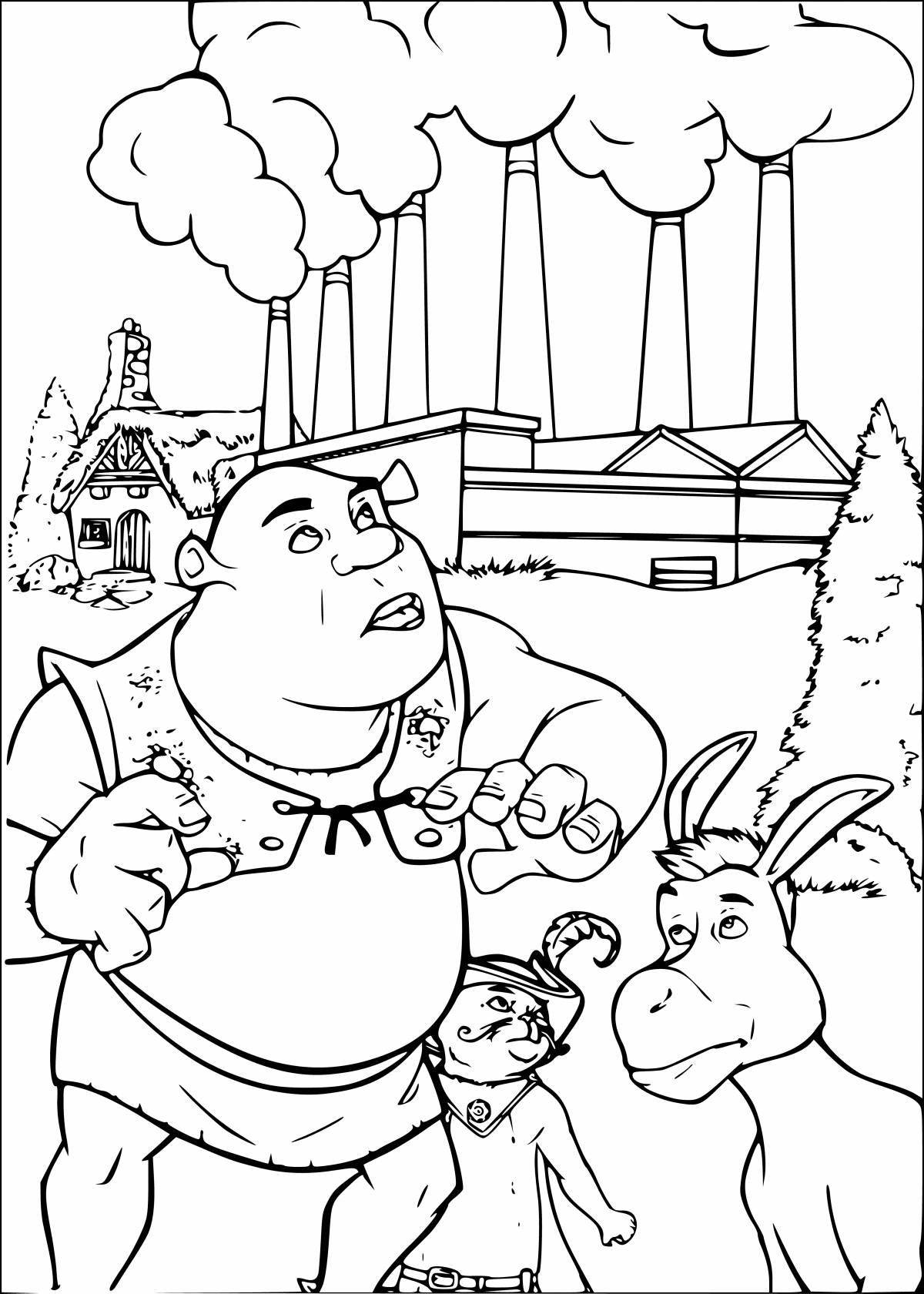 Colorful shrek coloring page
