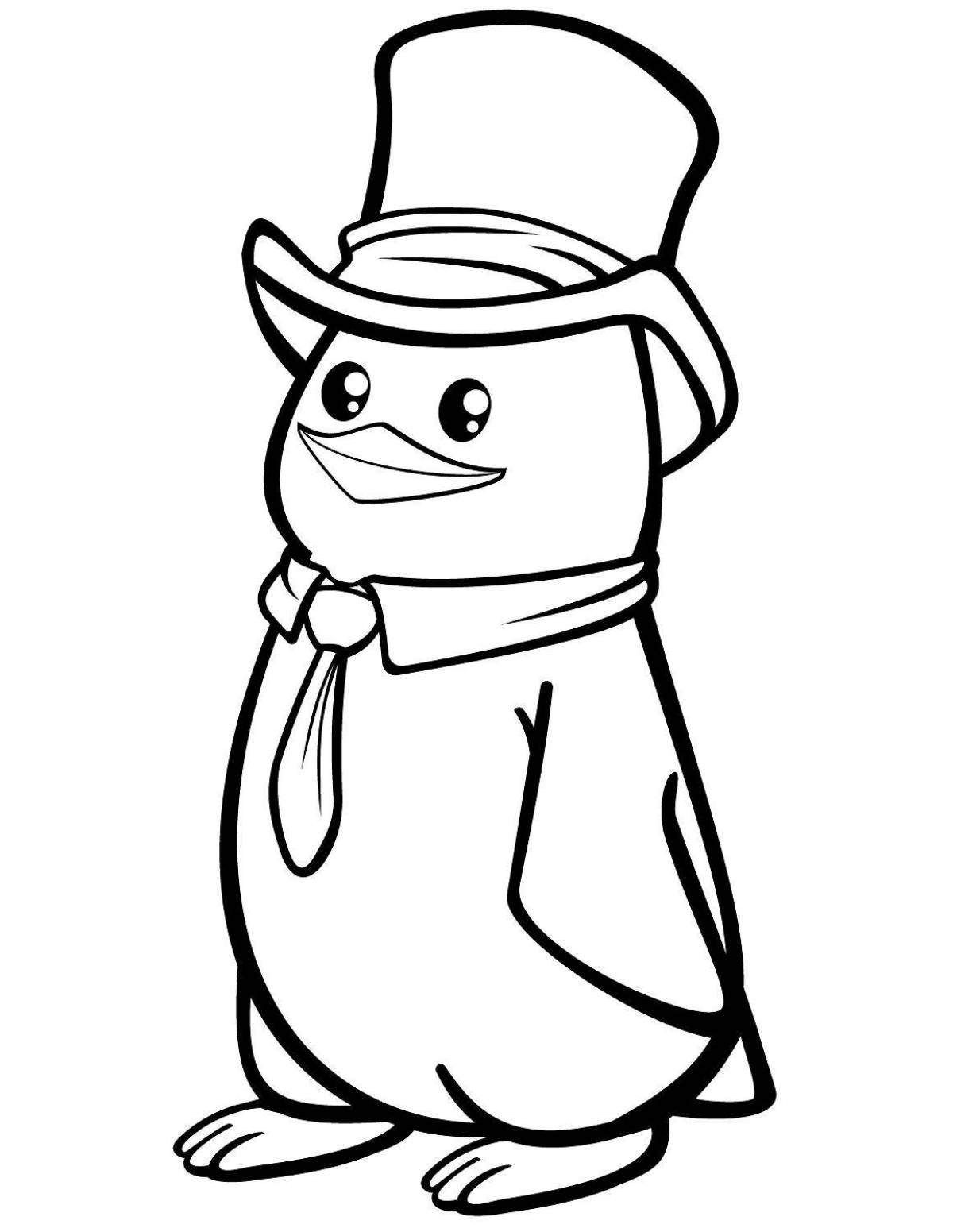 Радостная раскраска забавный пингвин