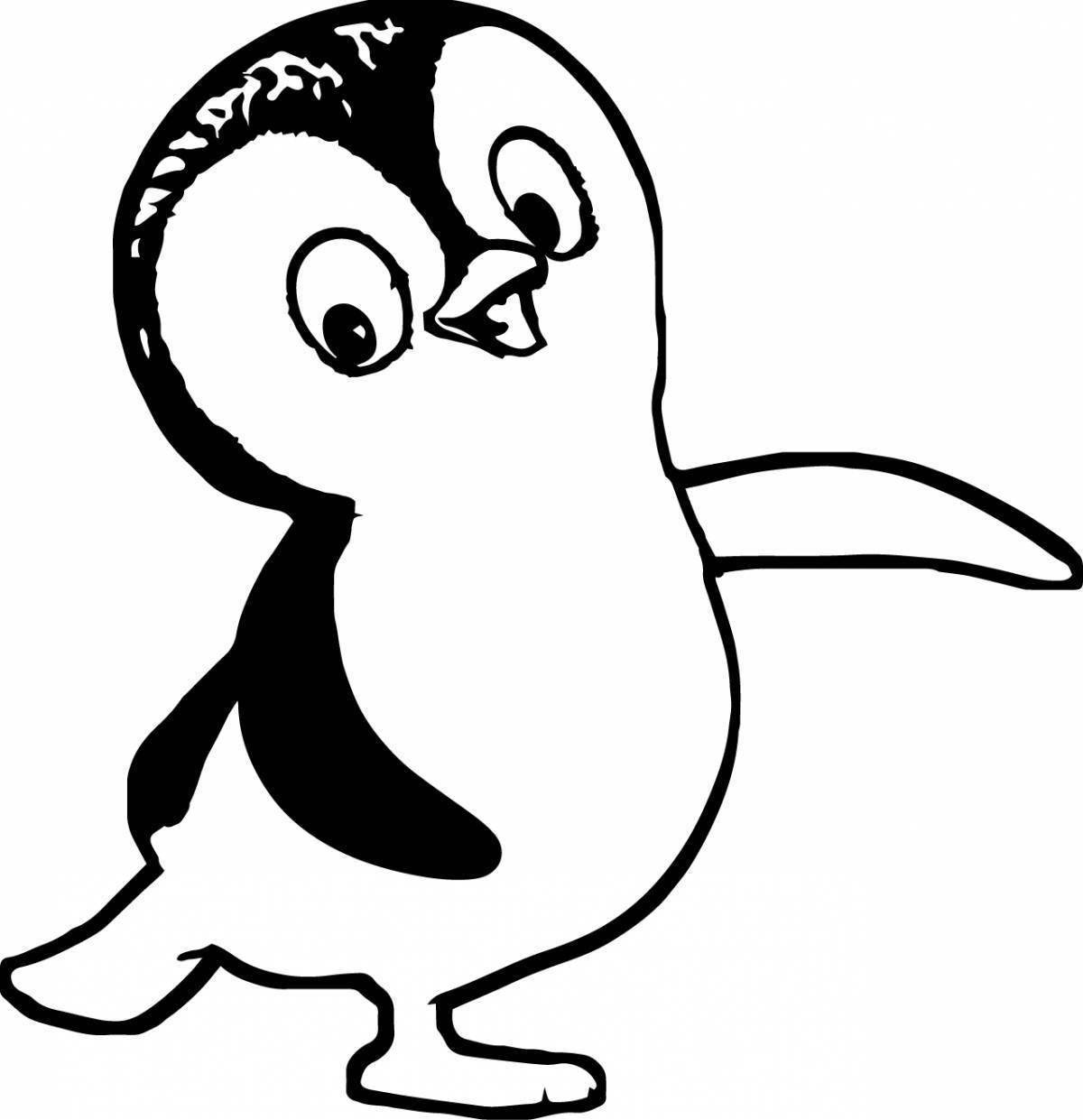 Живая раскраска забавный пингвин
