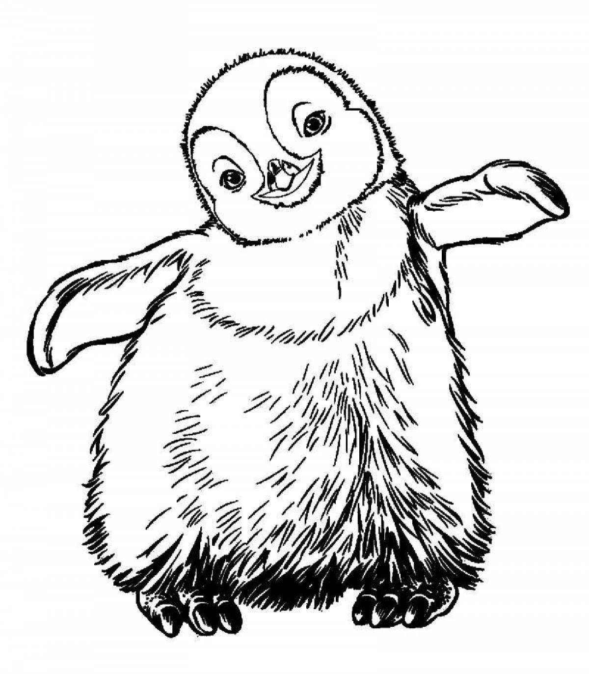 Ухмыляющийся раскраска забавный пингвин