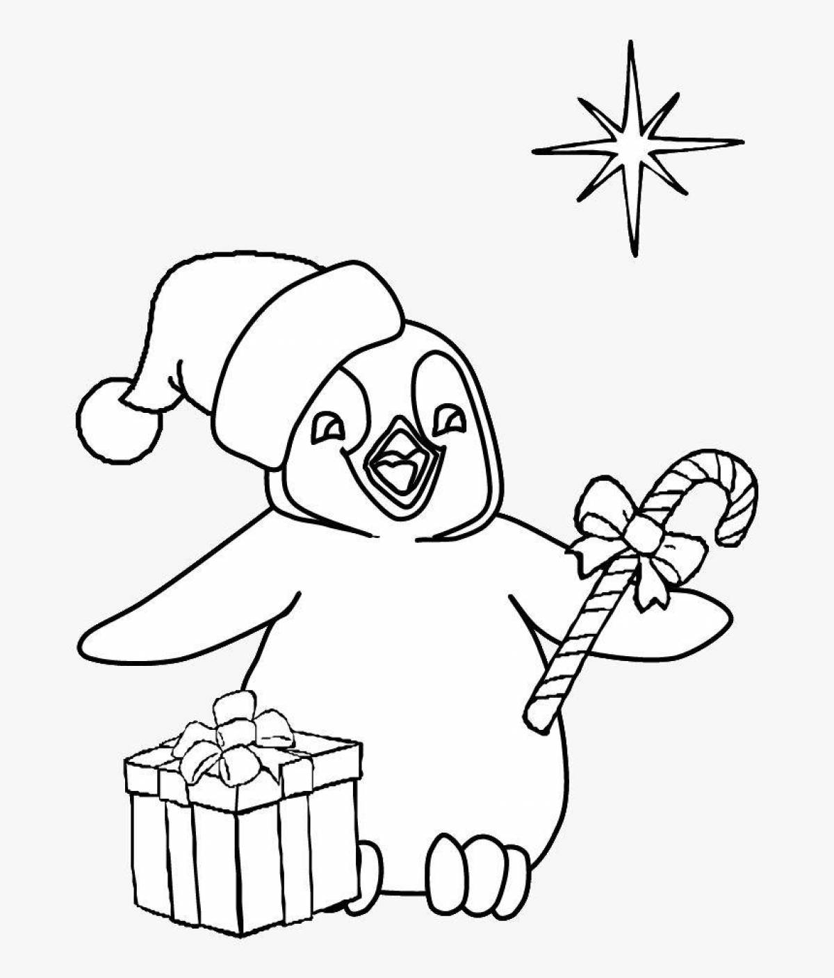 Smiling funny penguin coloring pages
