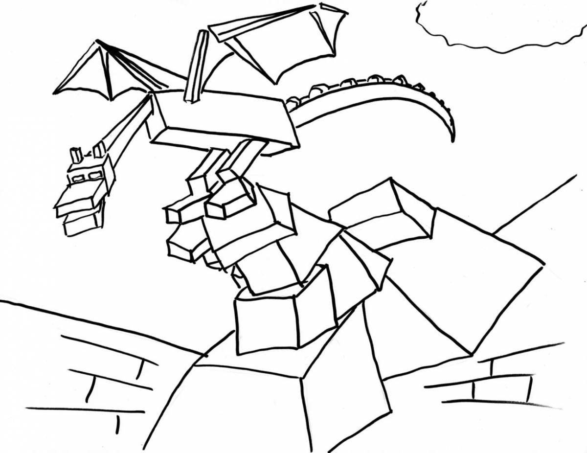 Colorfully designed ender dragon coloring page