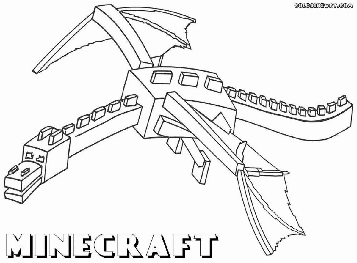 Colorfully crafted ender dragon coloring page