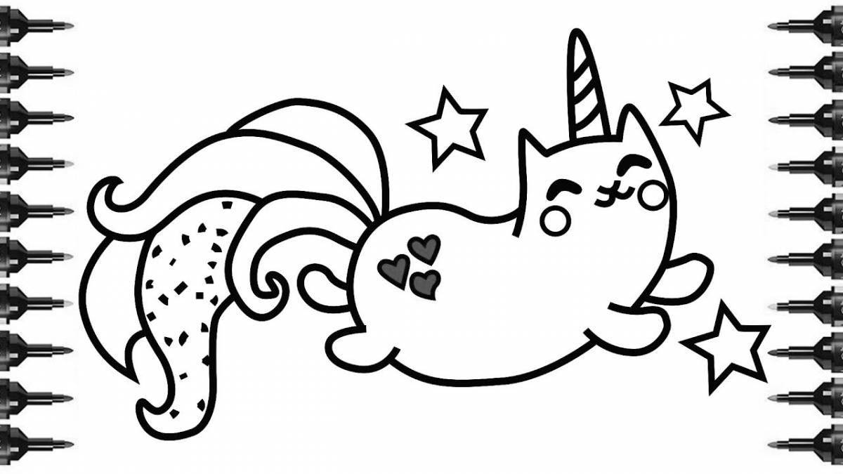 Elegant unicorn cat coloring book