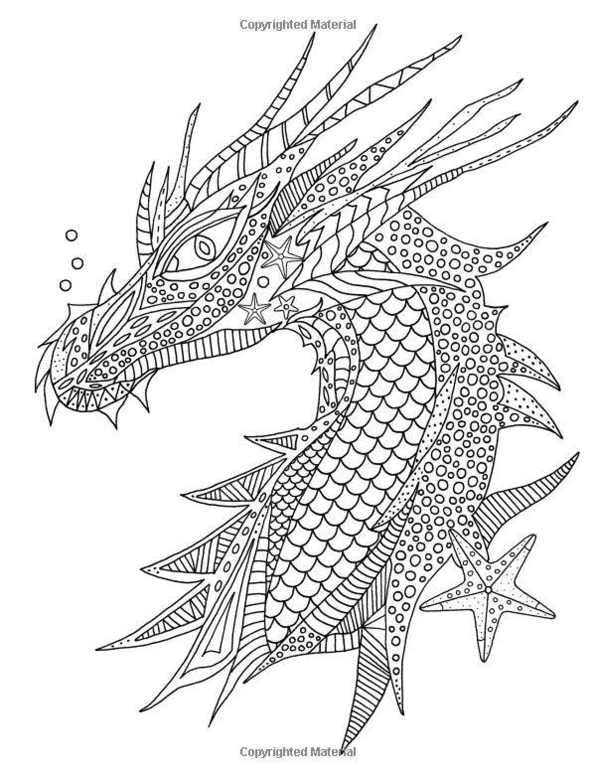 Charming coloring antistress dragon
