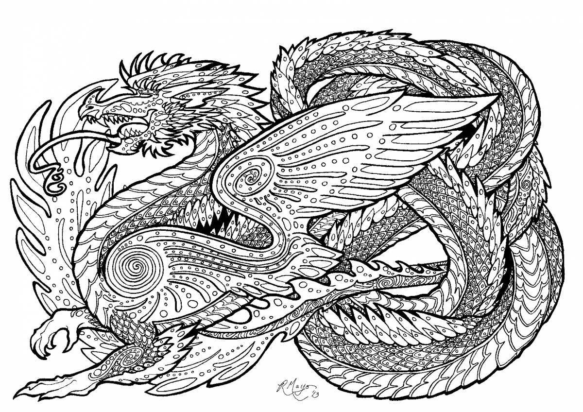Великолепная раскраска антистресс дракон