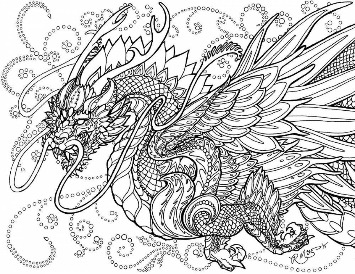 Увлекательная раскраска антистресс дракон