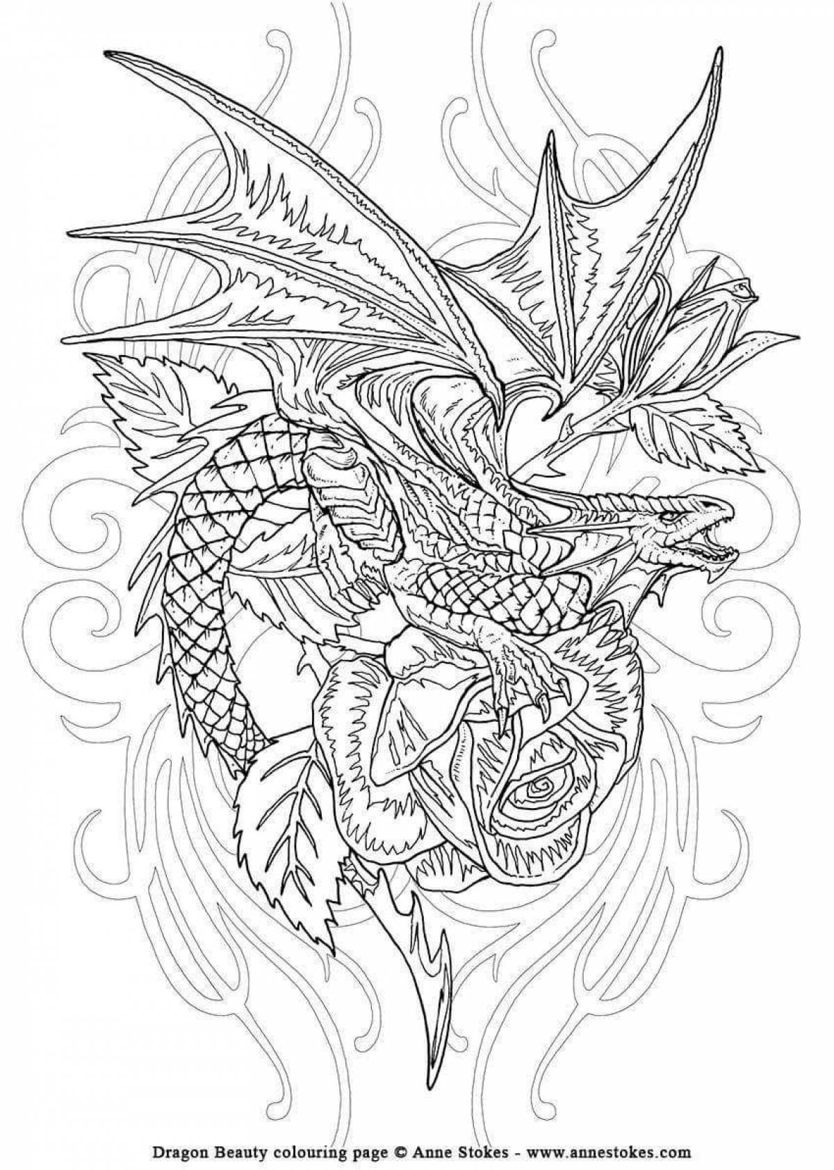 Impressive anti-stress dragon coloring book