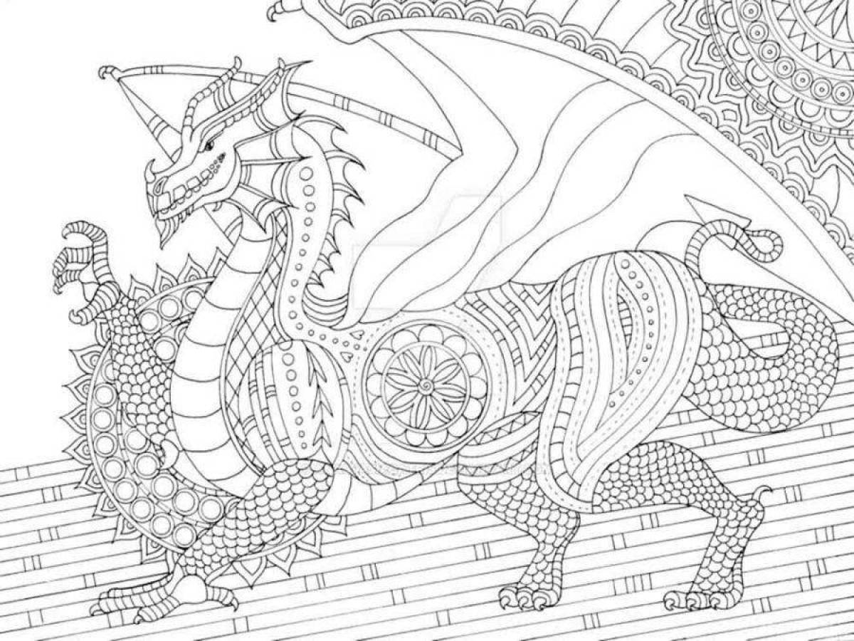 Beautiful coloring anti-stress dragon