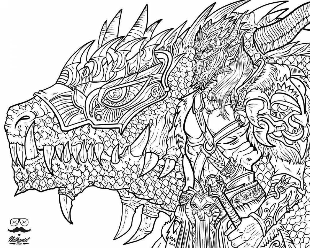 Fantastic coloring anti-stress dragon