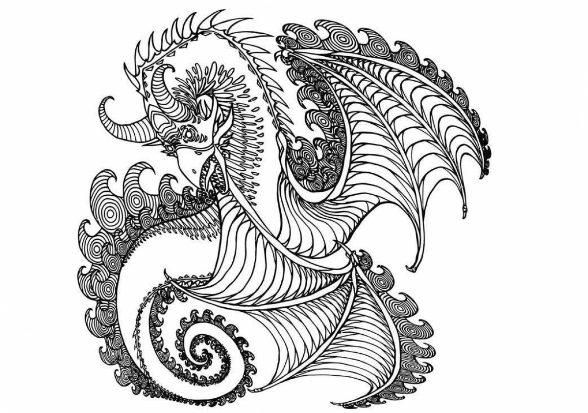Мистическая раскраска антистресс дракон