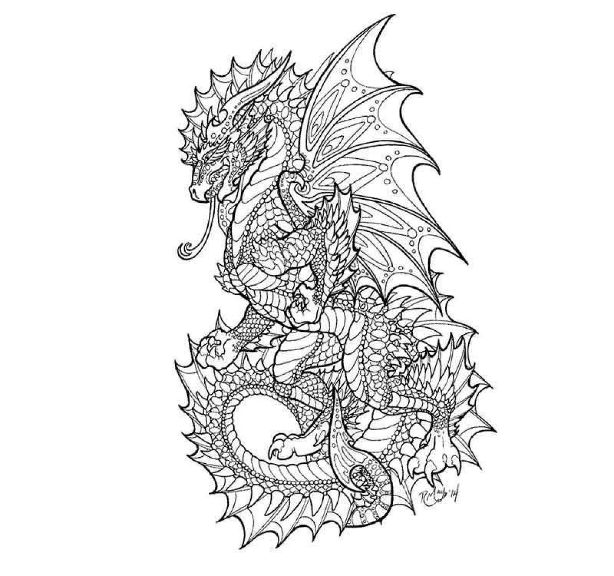 Королевская раскраска антистрессовый дракон