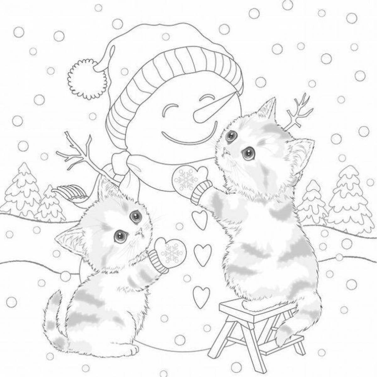 Funny cute christmas coloring book