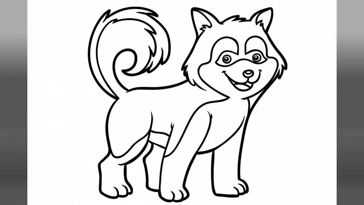 Cute husky coloring book