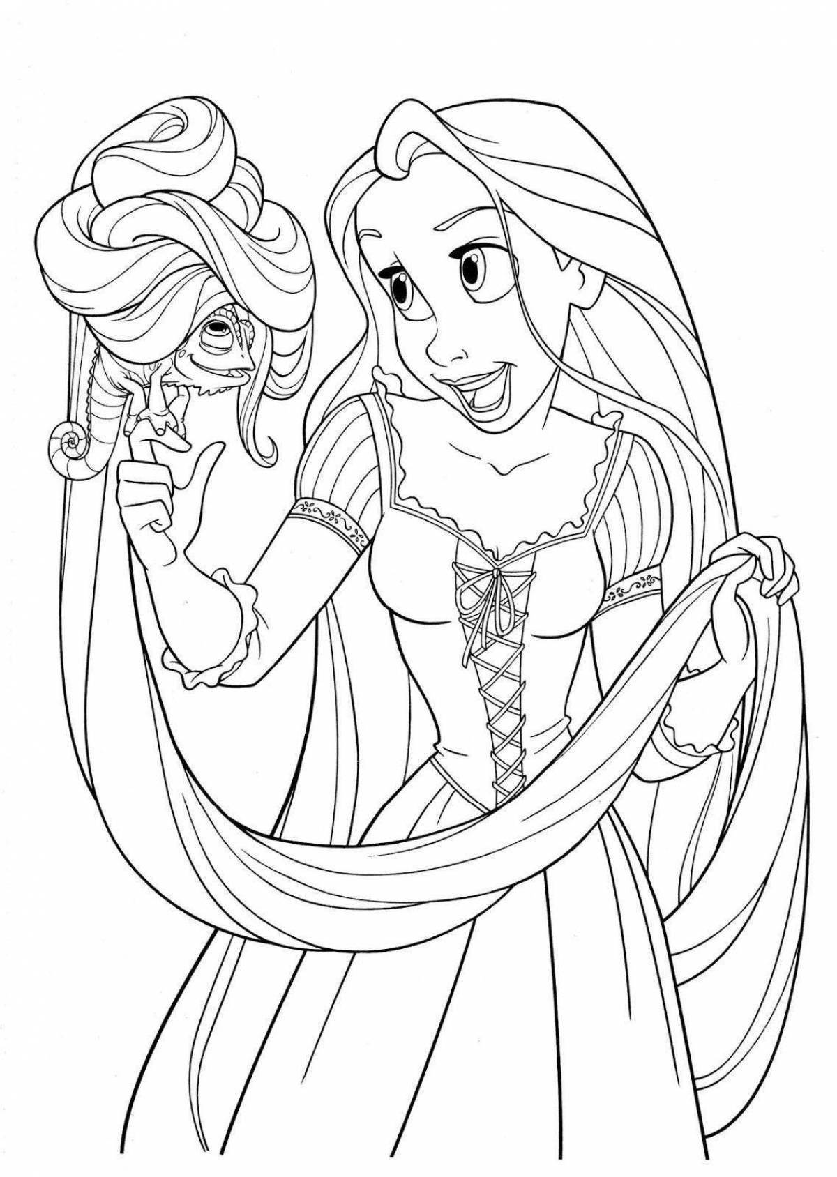 Adorable Rapunzel coloring book for girls