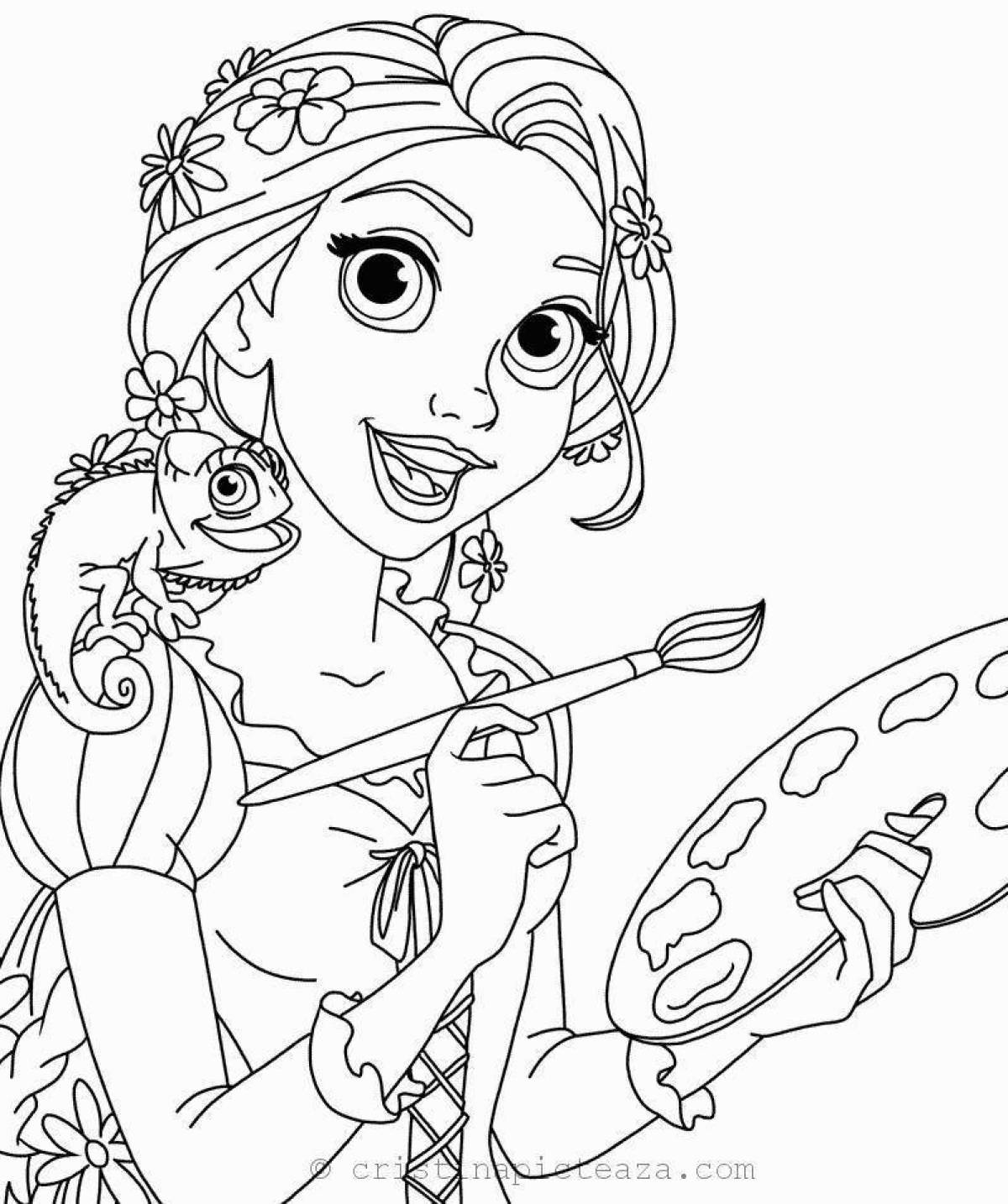 Whimsical coloring for girls rapunzel