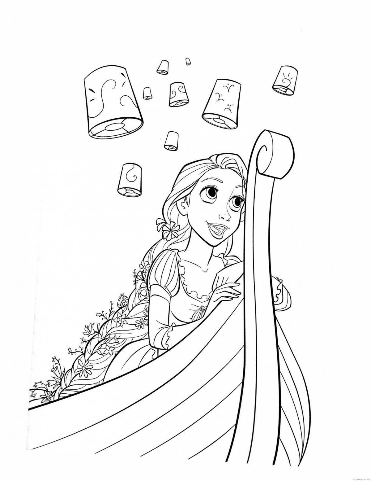 Luminous Rapunzel coloring book for girls